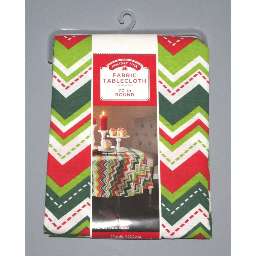 NEW Holiday Time 100% Cotton Cloth Christmas Tablecloth 70